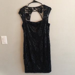 Adrianna Papell black lace and sequin dress